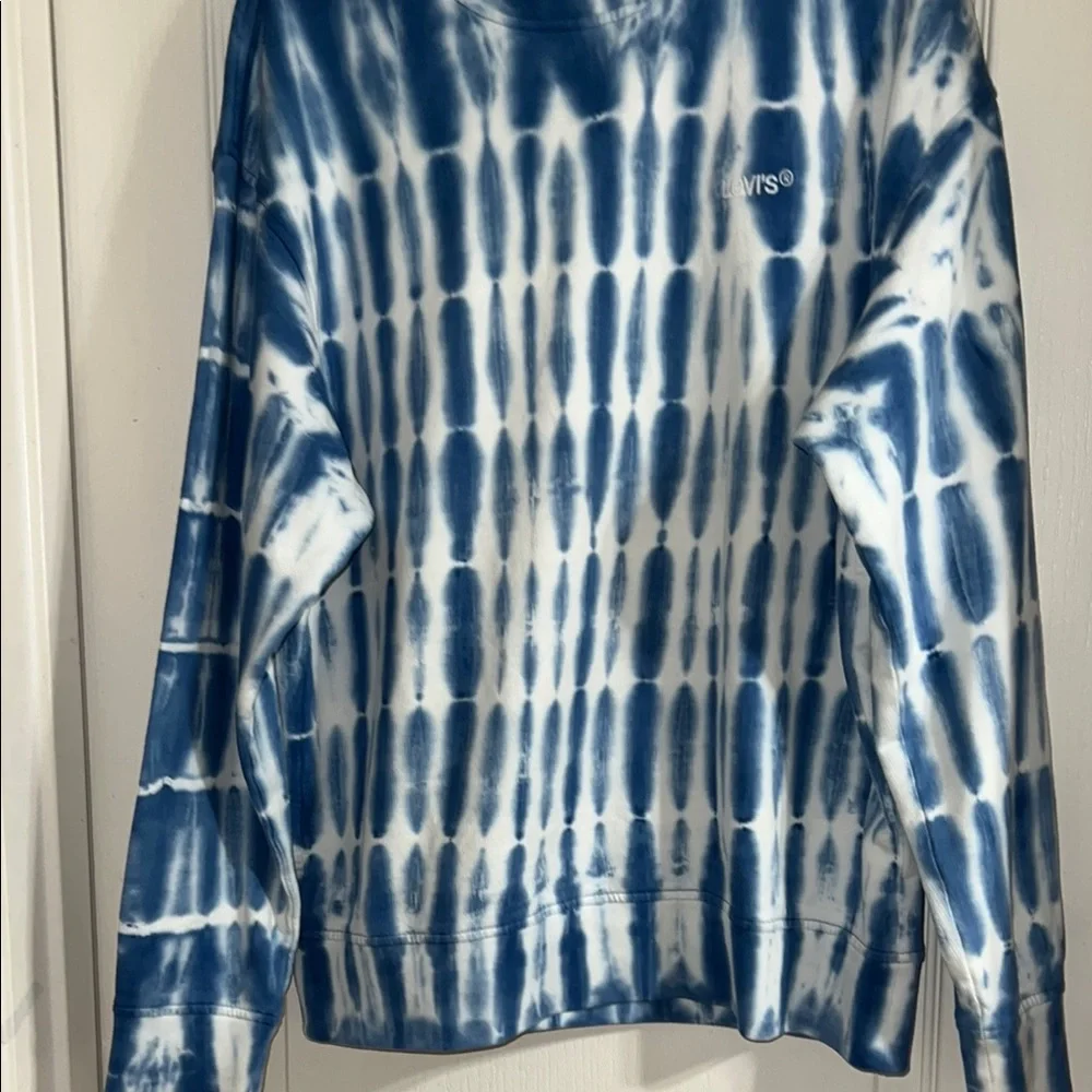 Levi's Men’s Blue and White Tie-Dye‎ Long Sleeve Shirt Size M